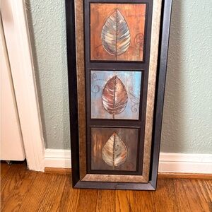 Elegant Leaf Trio Wall Art with Black and Brown Frame